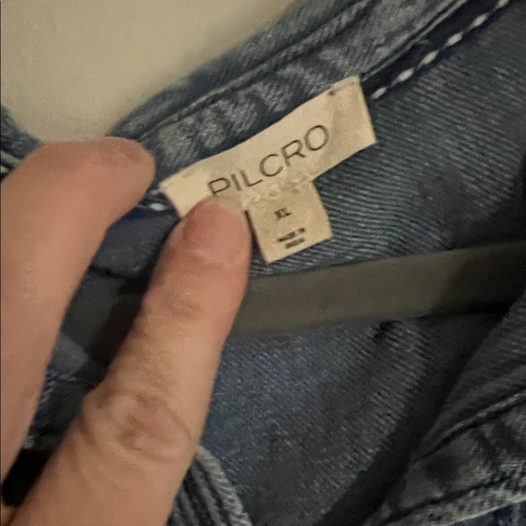 Pilcro Pintuck Button-Down Swing Blouse in denim - Picture 5 of 7